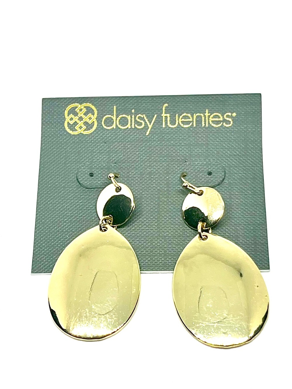Daisy Fuentes Shiny Gold Double-Oval Drop Earrings